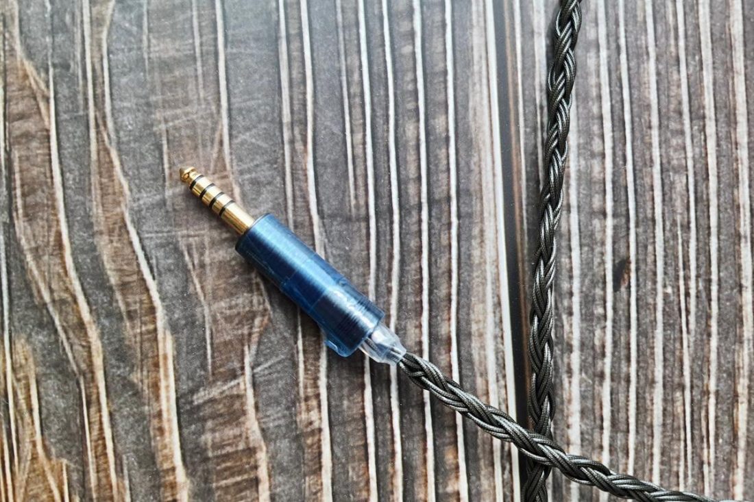 The stock cable is terminated with a Pentagon 4.4mm plug