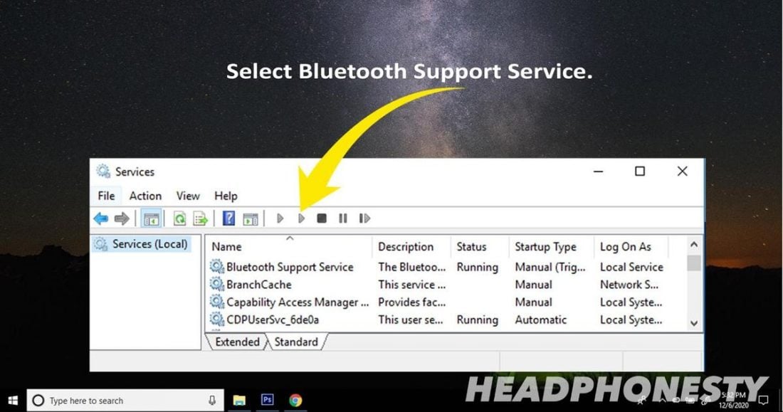 Select Bluetooth Support Service