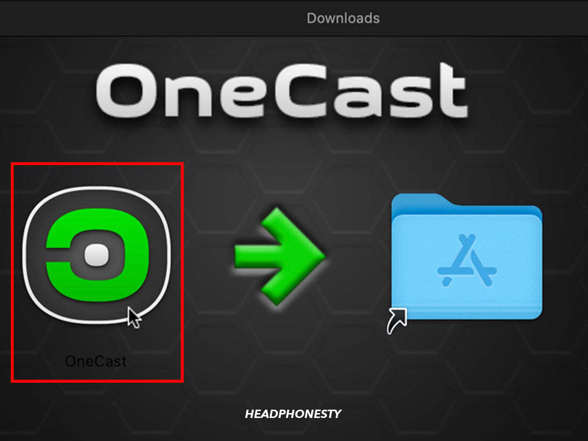 Drag-and-drop the OneCast app
