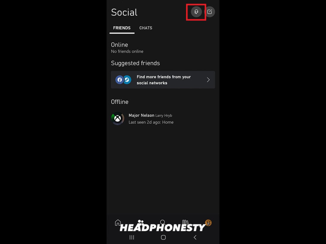 Click on the headset icon