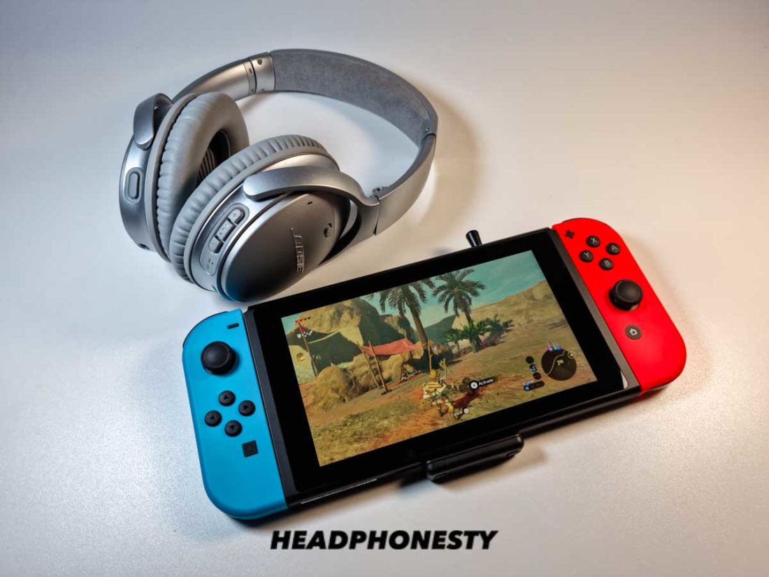 Bluetooth headphones connected to Nintendo Switch