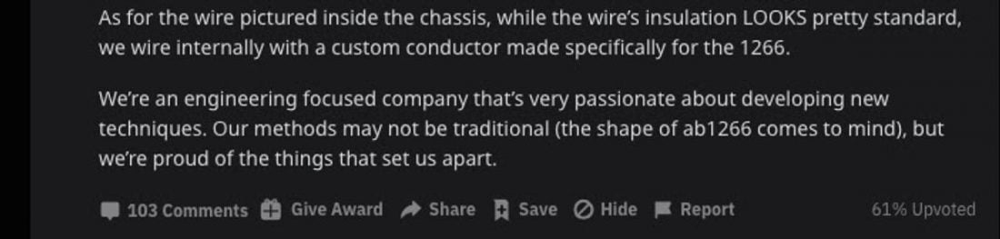 Abyss addressed the wire concerns on Reddit. u/Abyss-Headphones (From: reddit.com)
