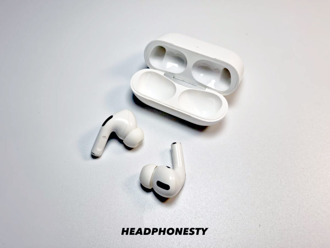 A pair of AirPods