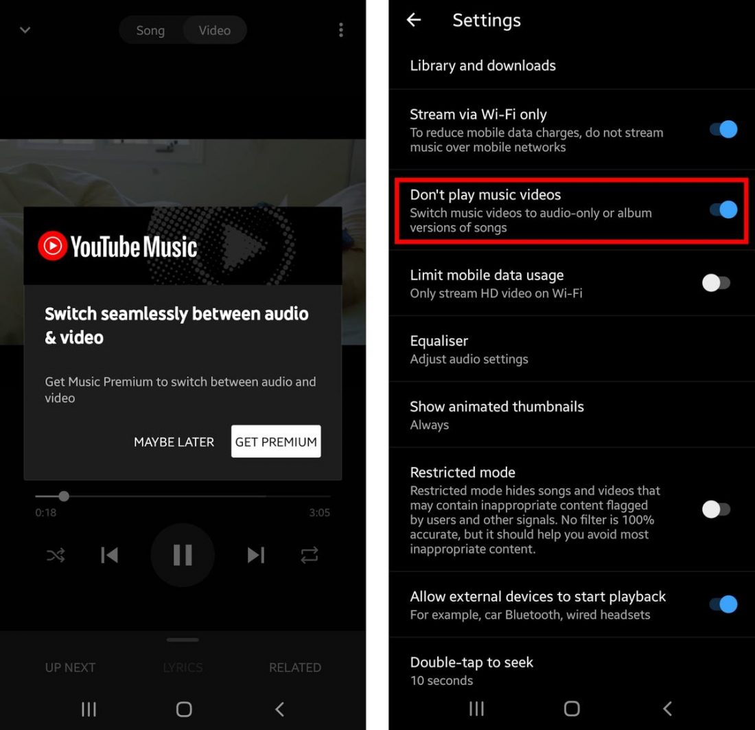 Switching from video mode to audio-only mode.