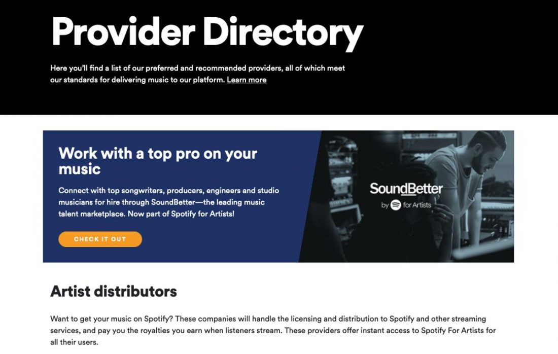 Spotify's Provider Directory.