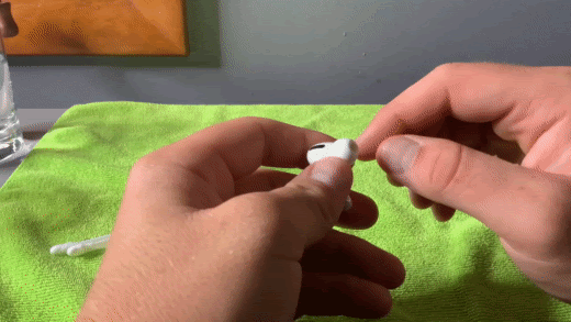Removing the silicone tips. (From: David The Apple Tech Guy YouTube)