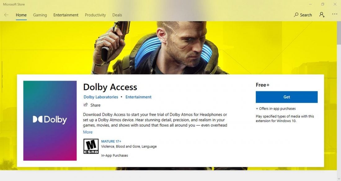 Download Dolby Access from the Windows store to access Dolby Atmos on PC. (From: Microsoft Store)