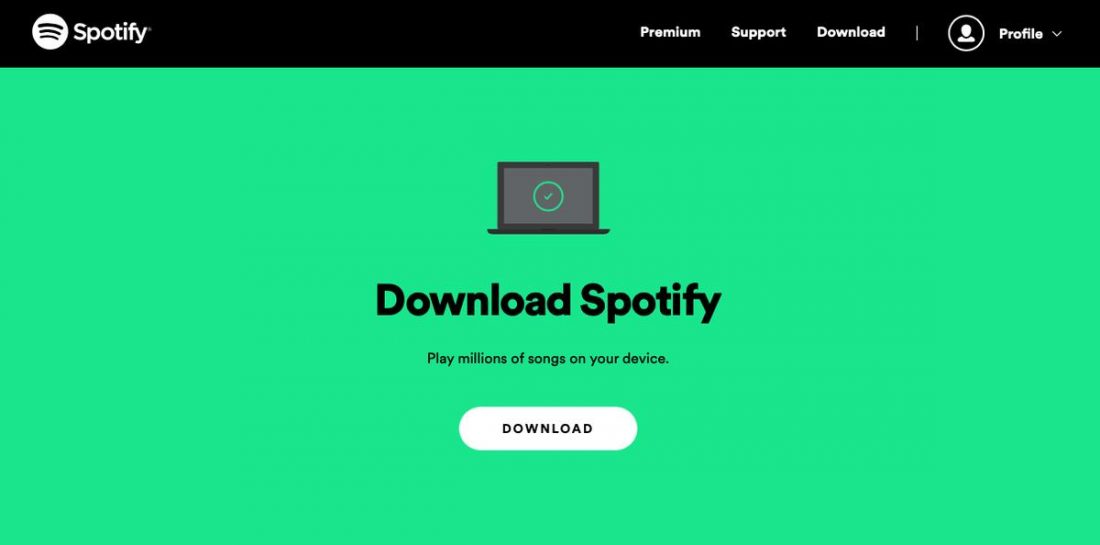 Spotify download page.