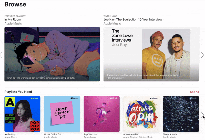 Curated playlists on Apple Music.