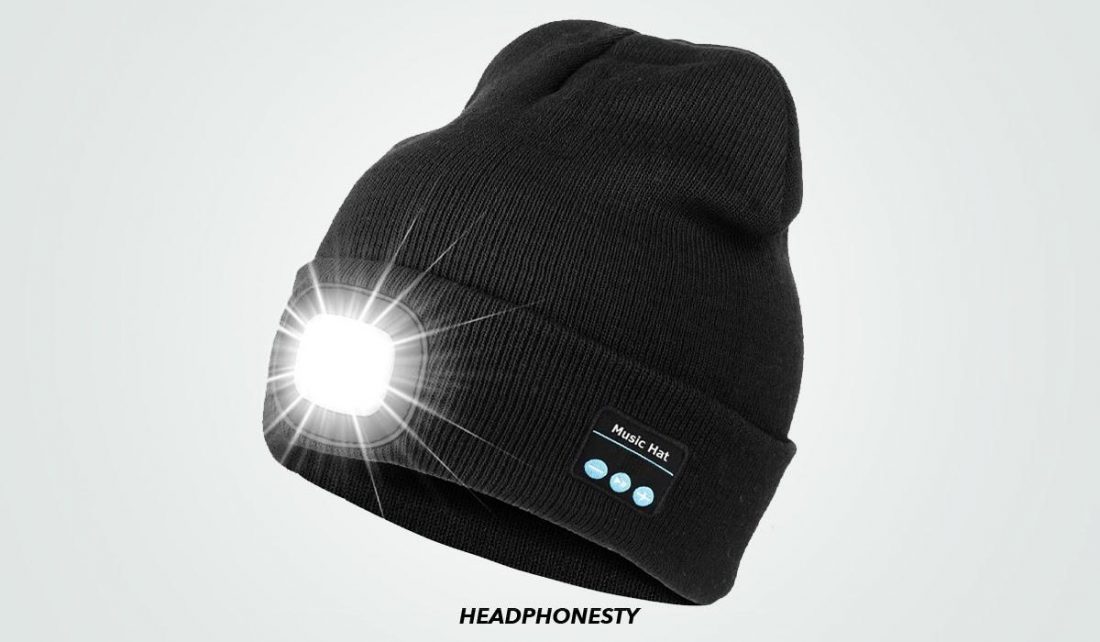Close look at Bosttor Bluetooth Beanie Headphones with Light (From: Amazon)