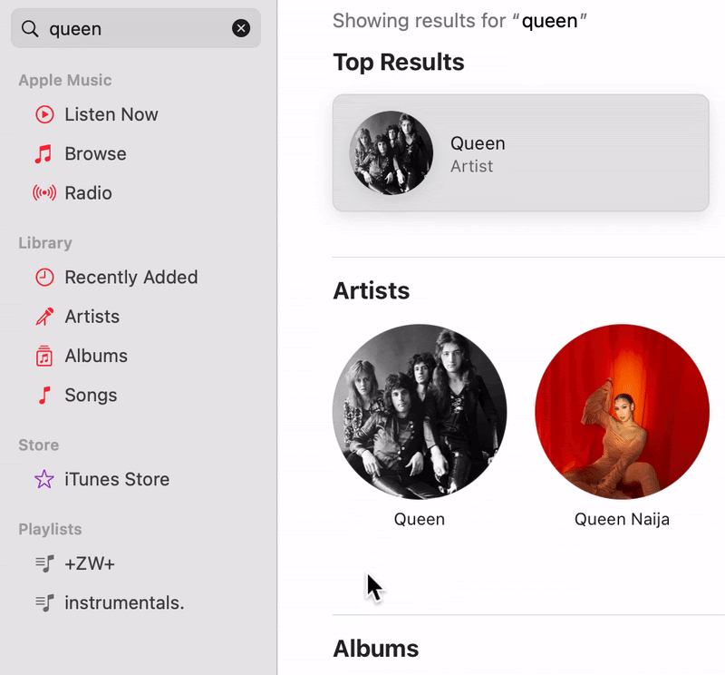 Customizable sidebar on the Apple Music desktop app.