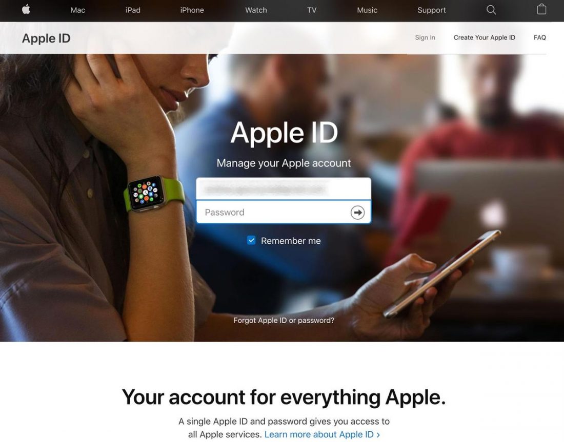 Accessing the Apple ID website.