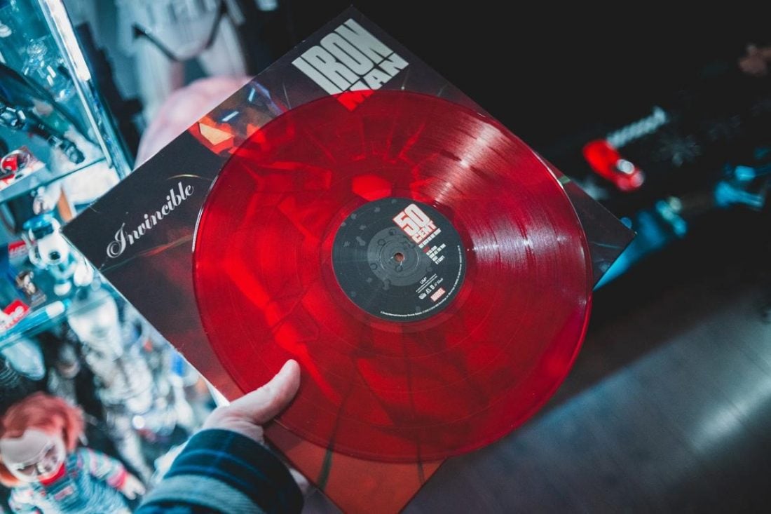 50 Cent's Get Rich Or Die Tryin' on red transluscent vinyl (From:Pexels).