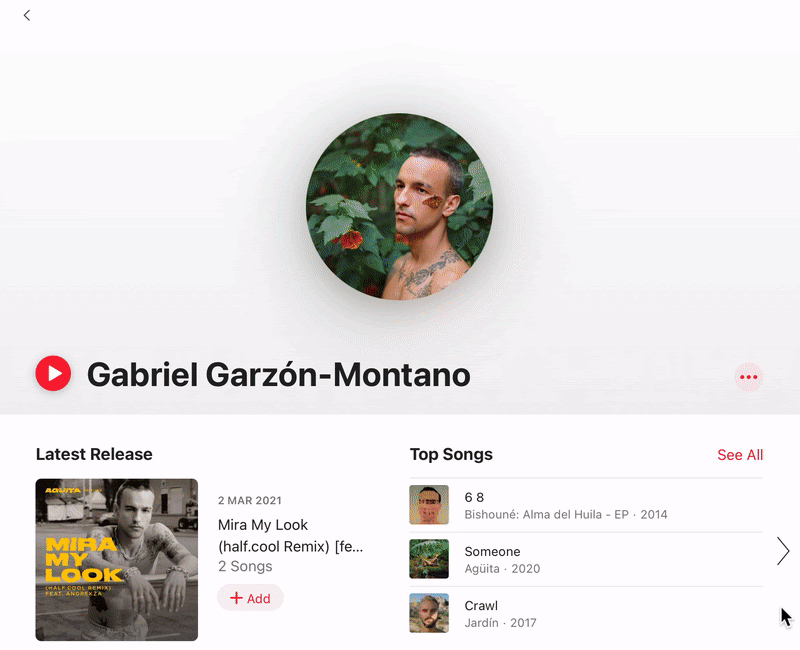 Similar Artists section on Apple Music.