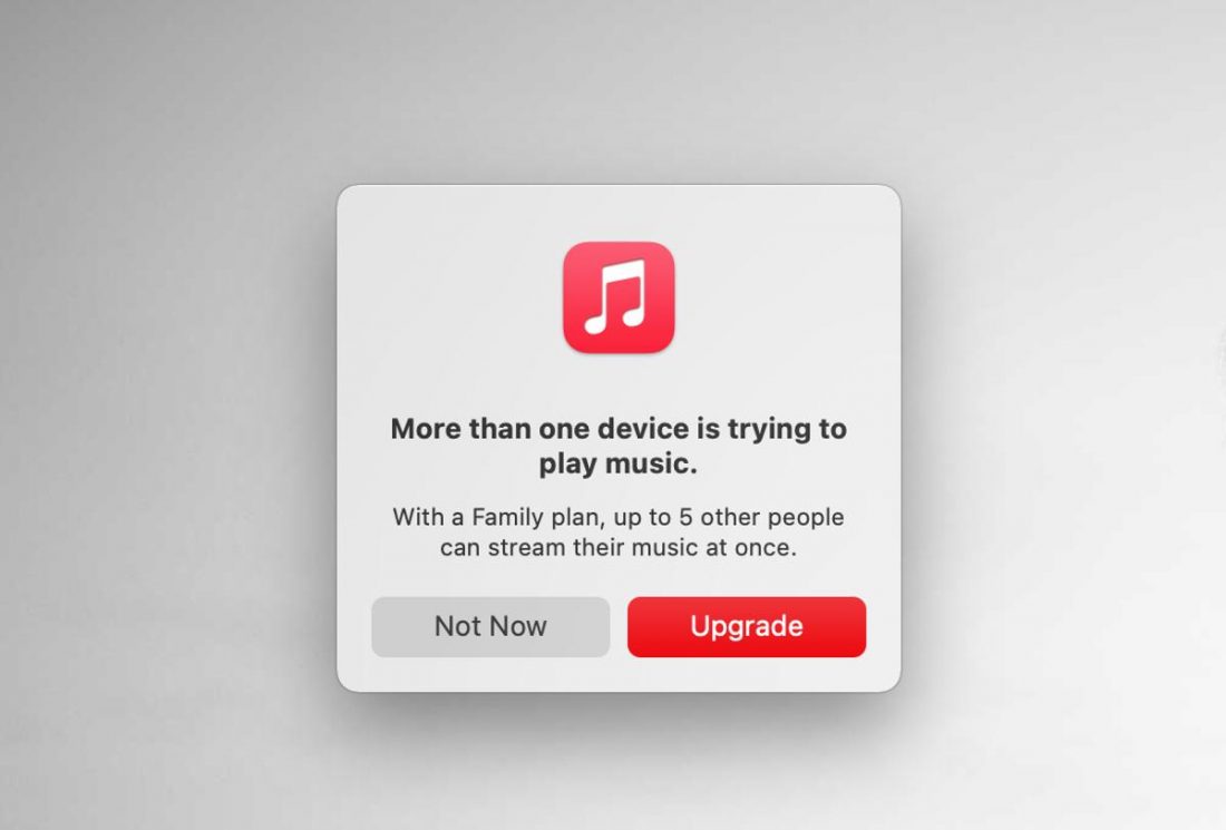 Apple Music notification when switching between devices.