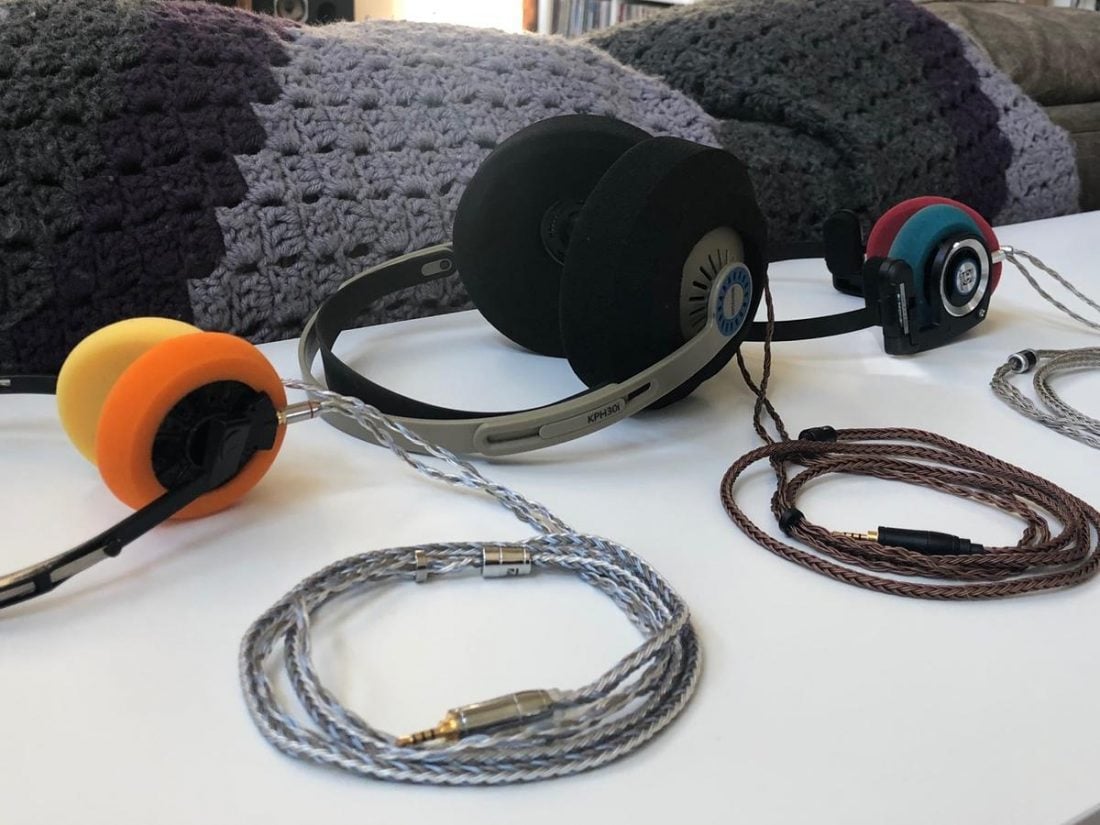 A variety of modified Koss headphones.