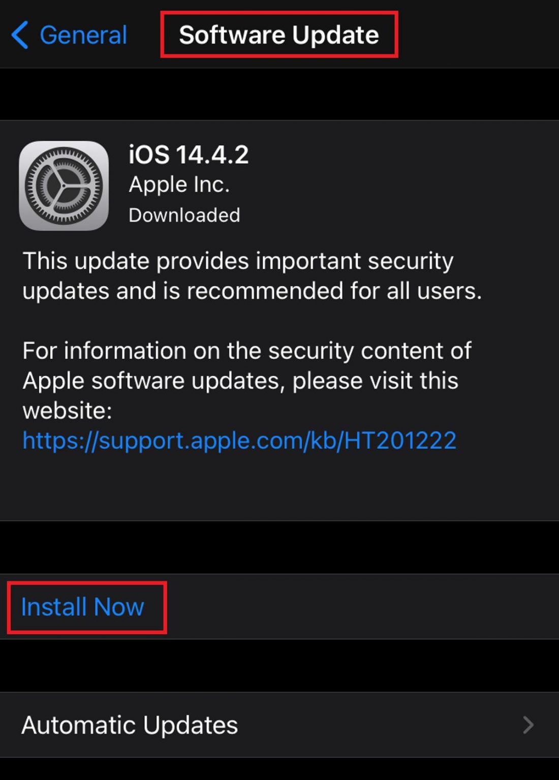 iOS - Install Now
