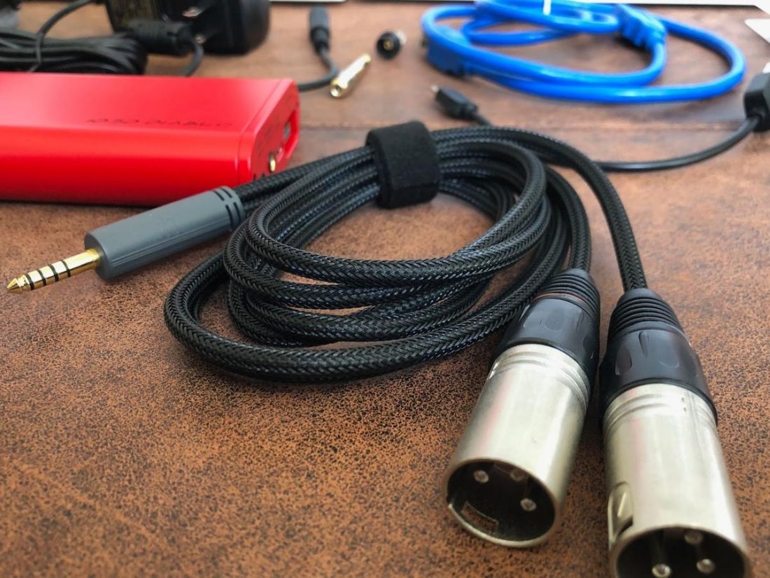 The 4.4mm Pentaconn to dual 3-pin XLR cable.