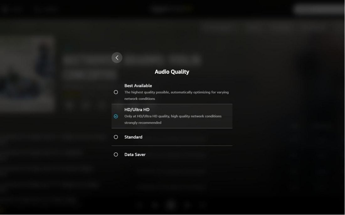 Amazon Music stream quality options