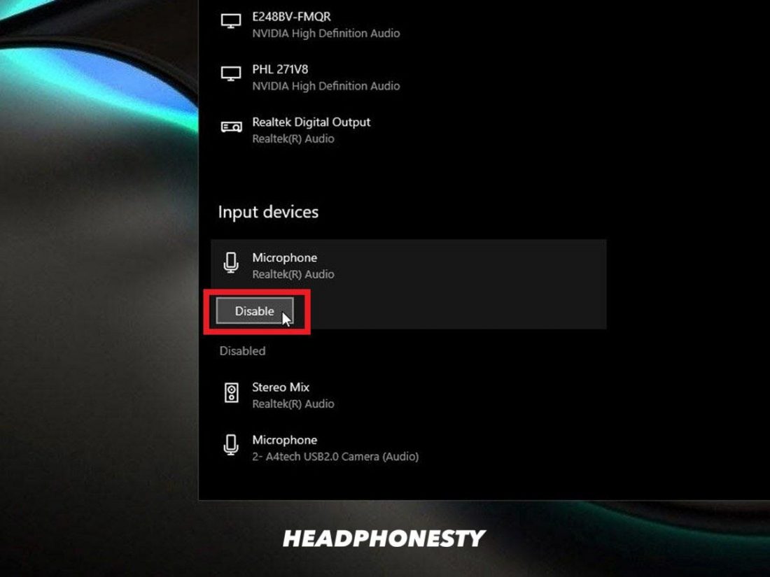 Disable or enable mic