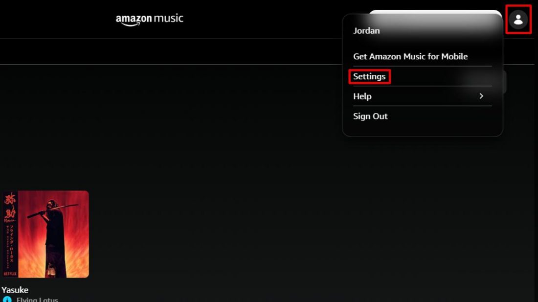 Going to your Amazon Music account settings.