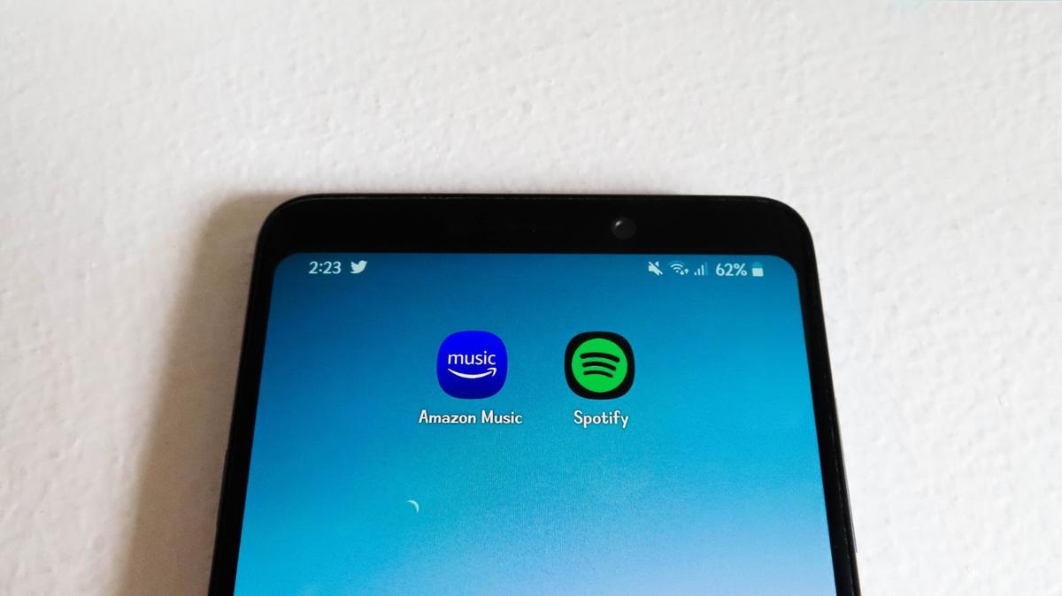 Amazon Music and Spotify mobile apps.