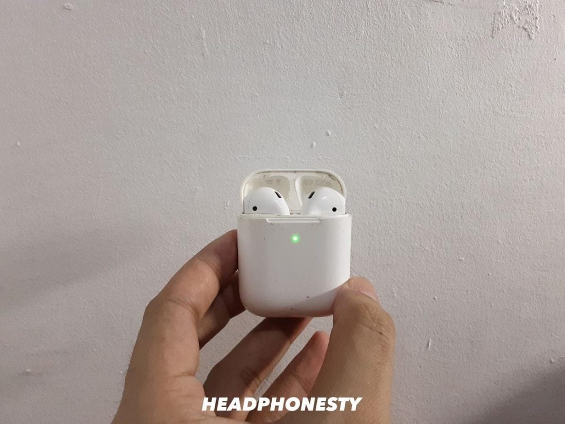 Both AirPods Plugged in to the charging case