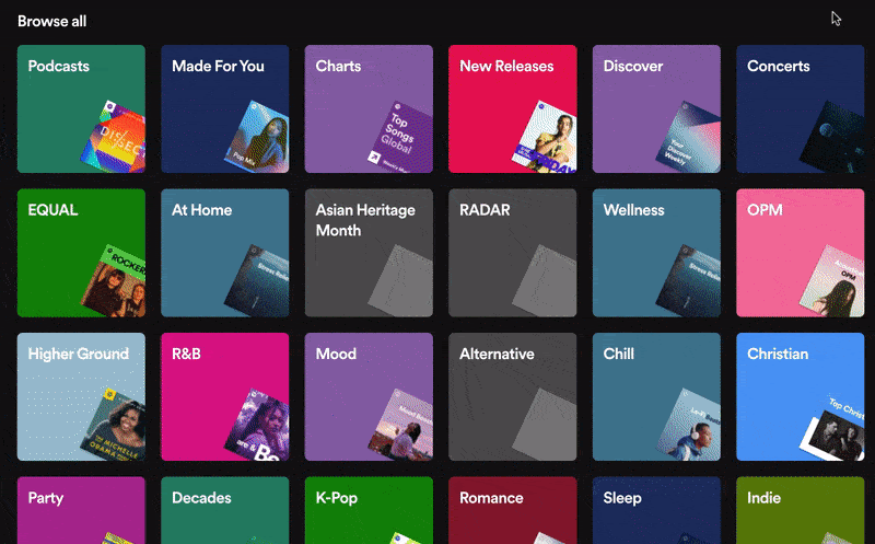 Spotify's catalog of music genres.