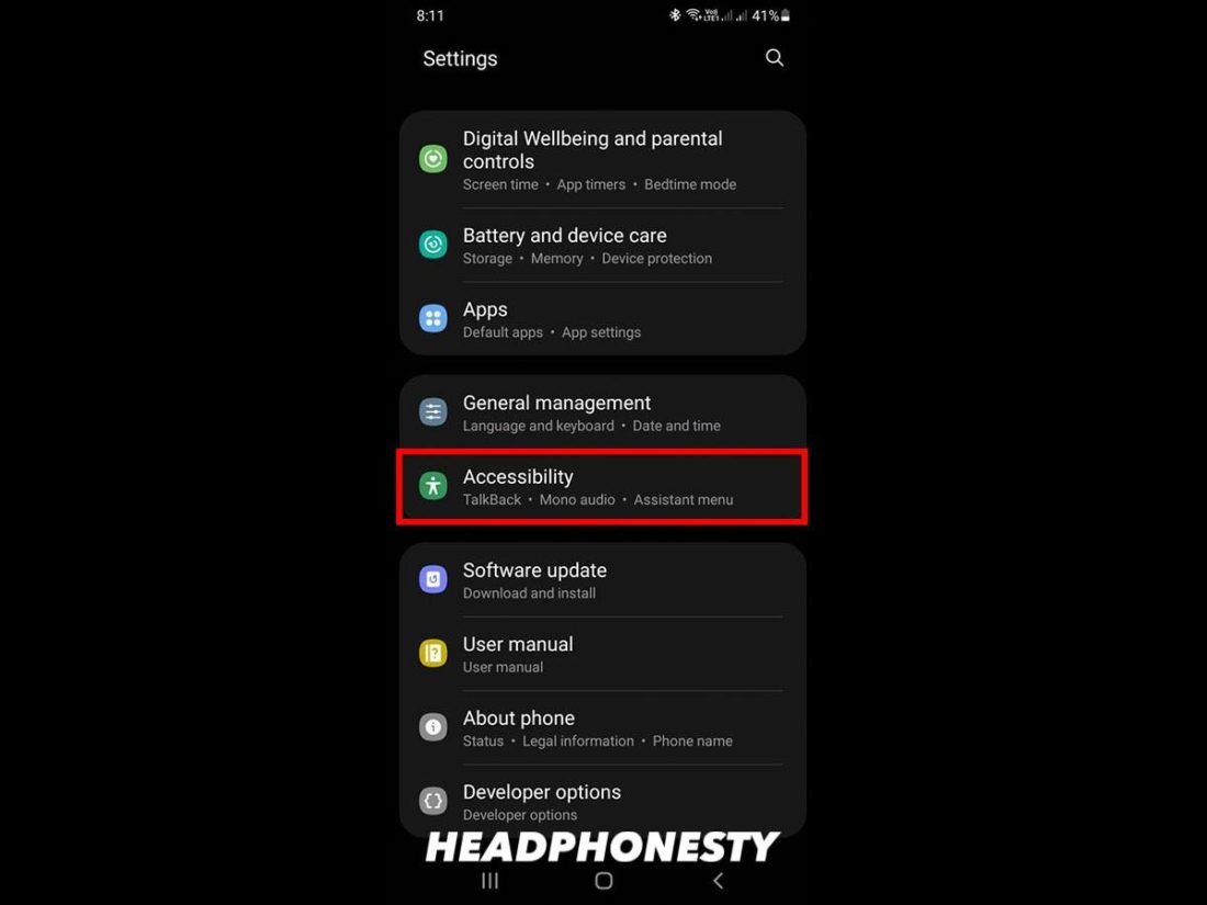 Android Accessibility settings