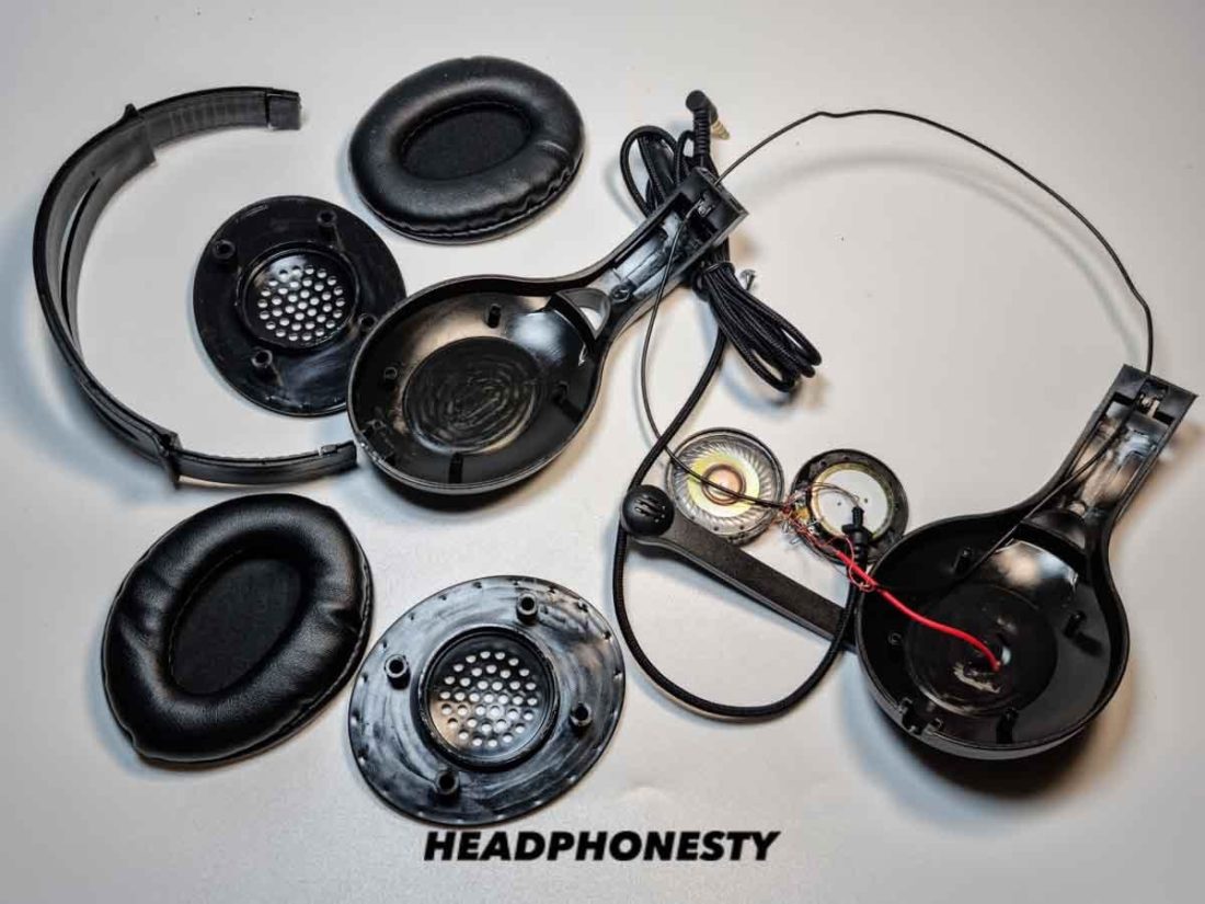 Disassembled headphones