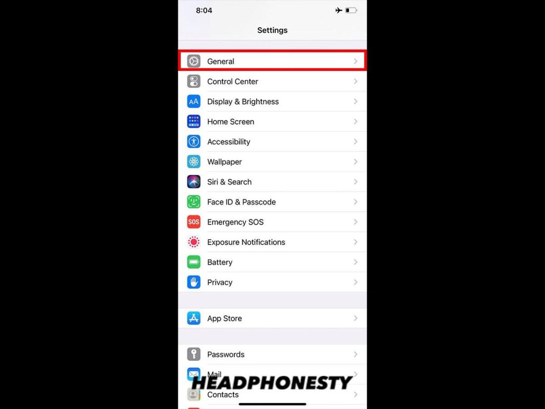 General settings on iPhone