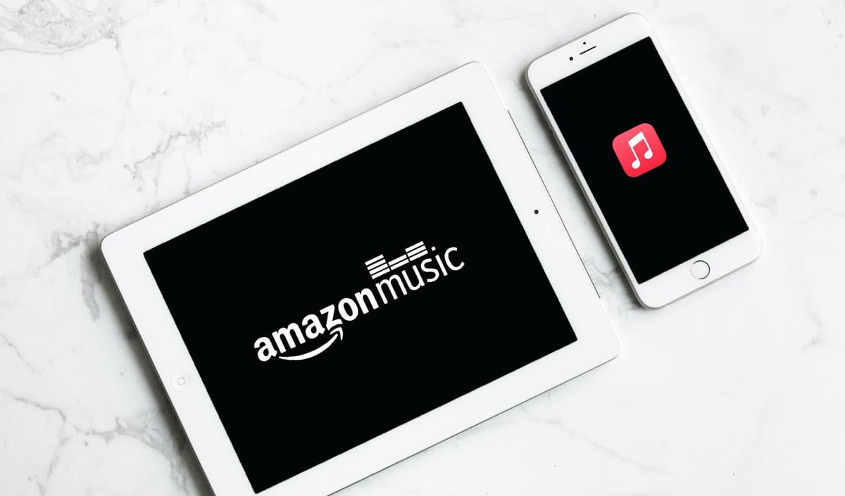 Amazon Music and Apple Music on mobile devices (From:Unsplash).