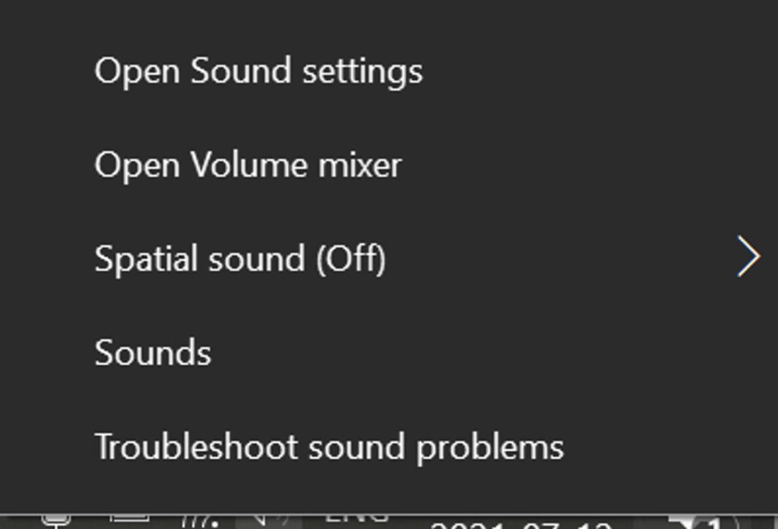 Menu with Troubleshoot sound problems option