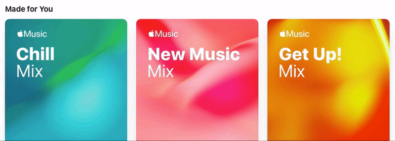 Apple Music's 'Made For You' section.