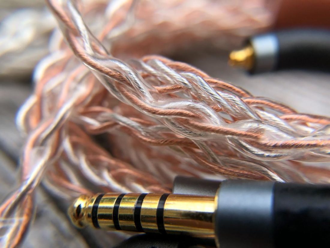 The copper and silver braided balanced cable with a 4.4mm plug.