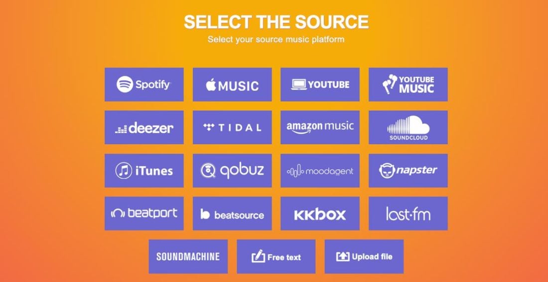 Music streaming services supported by TunemyMusic.