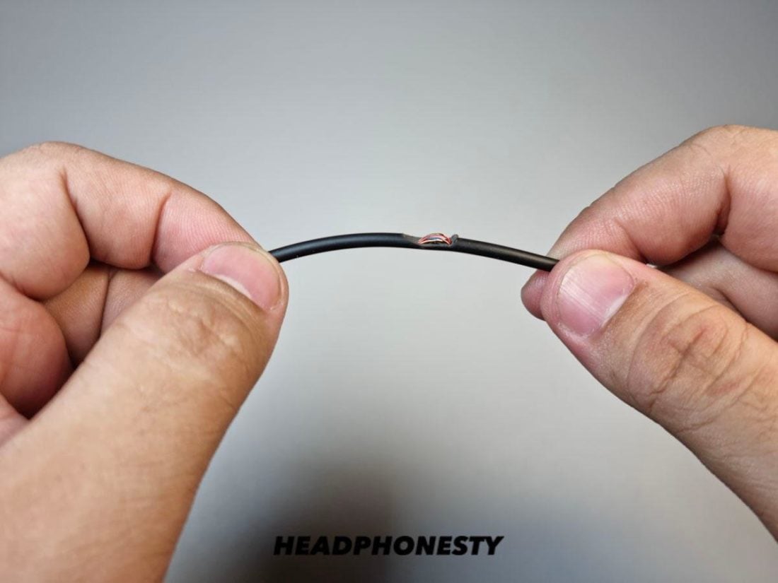 Frayed headphone wire