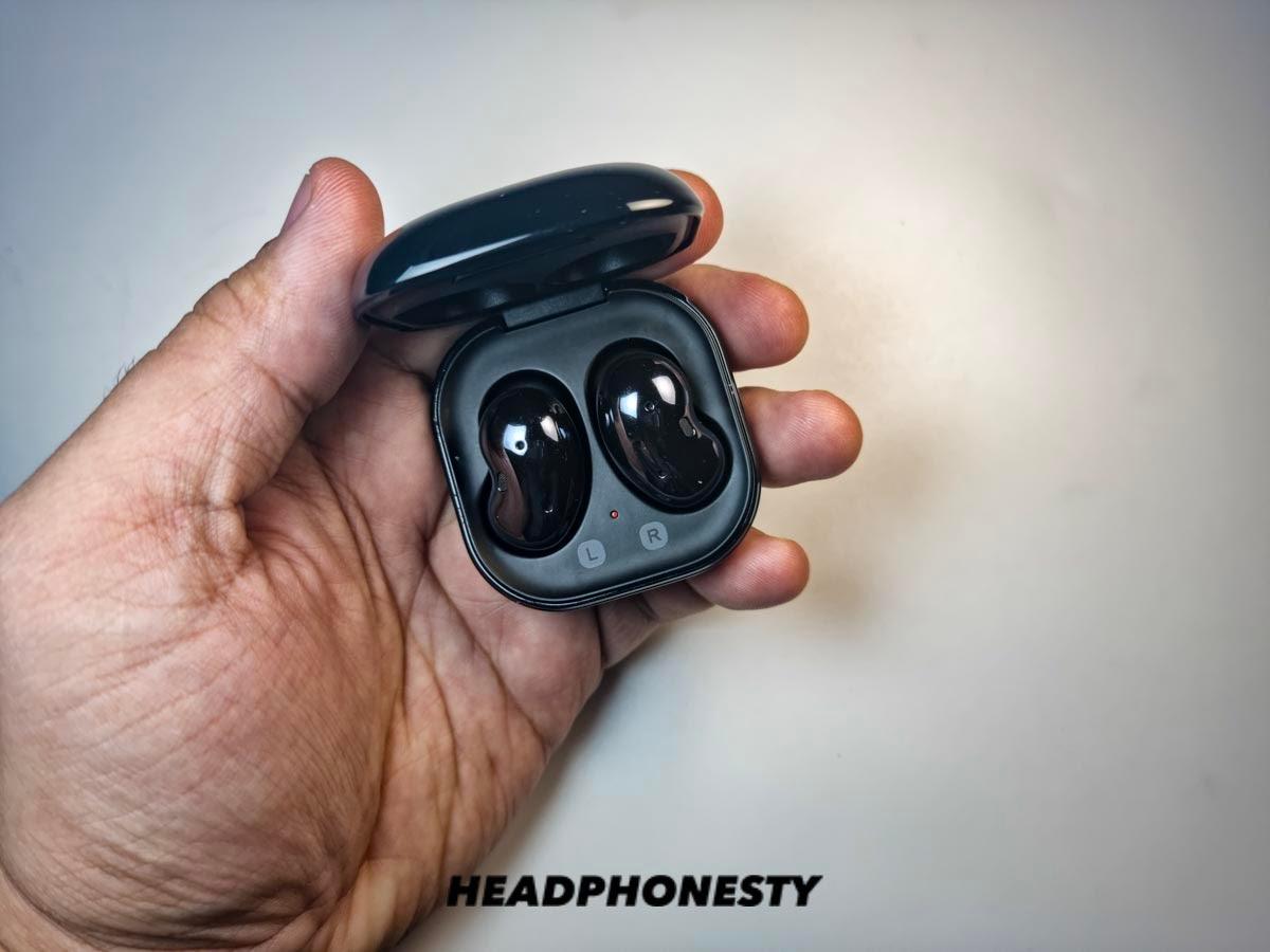 Galaxy buds inside the charging case