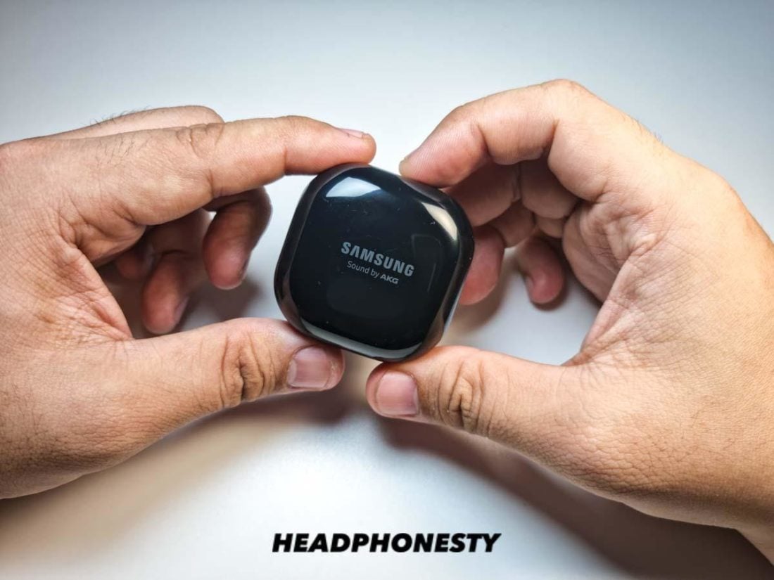Holding Galaxy Buds charging case