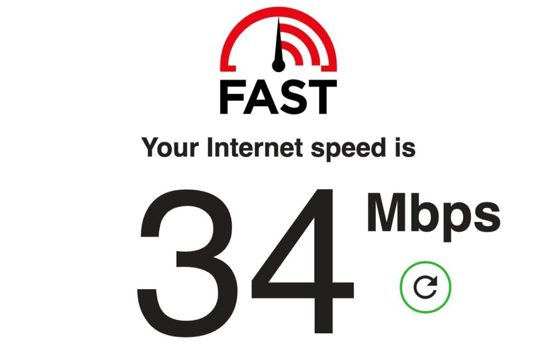 Internet speed during test run.