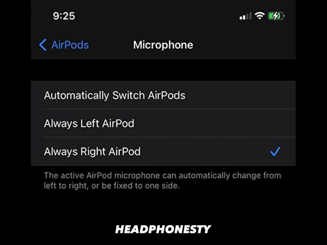 Microphone options for AirPods
