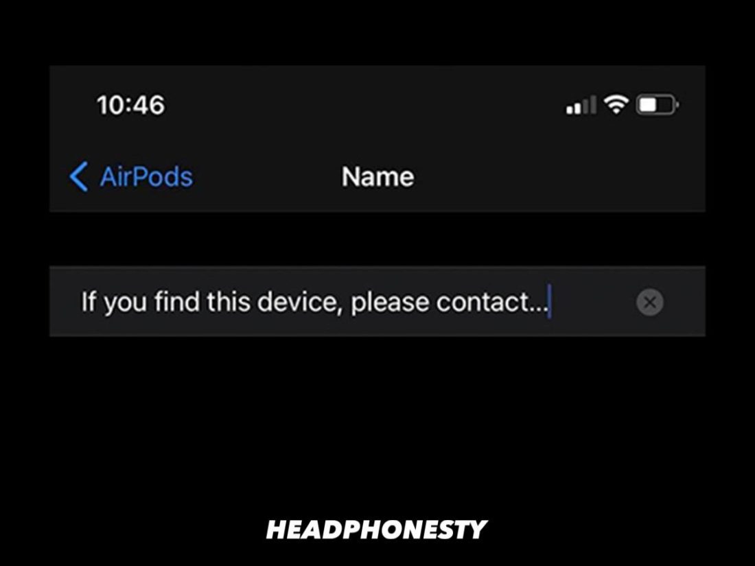 Renaming AirPods with contact details