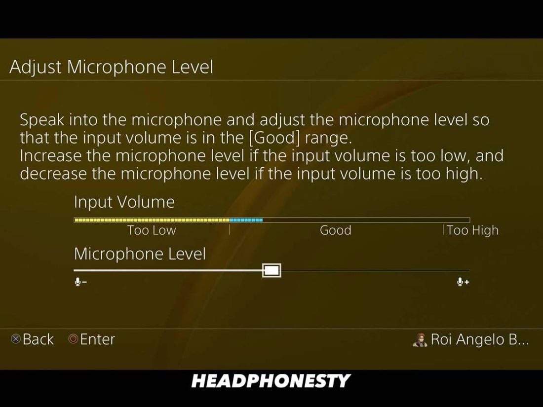 Adjusting the mic volume level