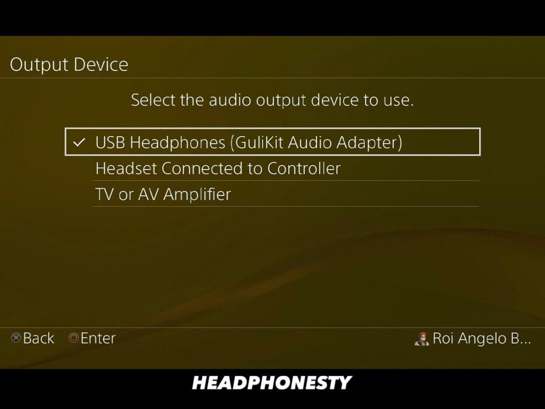 Choose USB headphones (USB Audio Device)