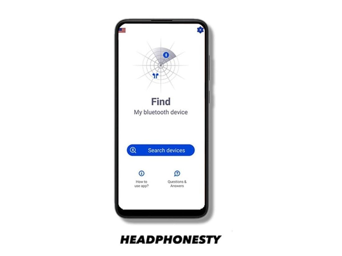 Find My Bluetooth device app interface