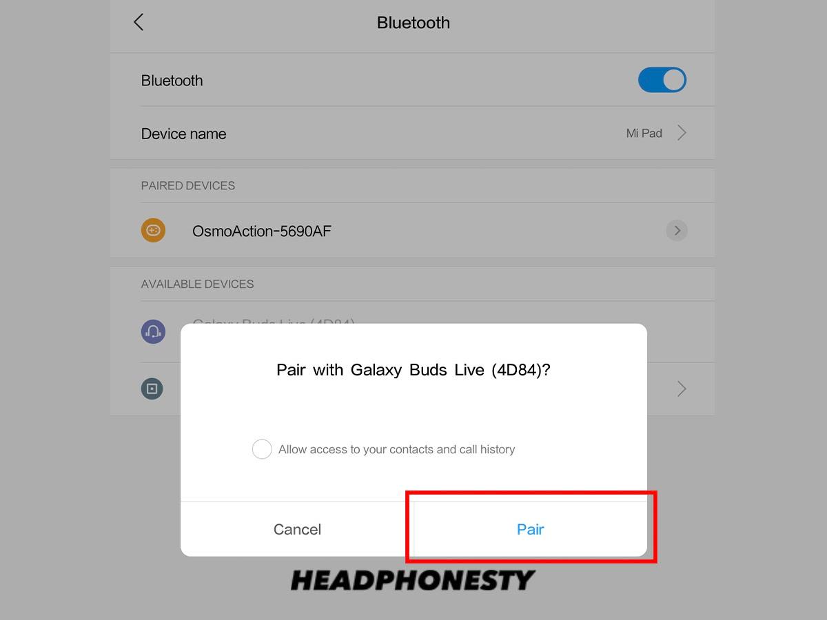 Pairing Galaxy Buds manually to Android