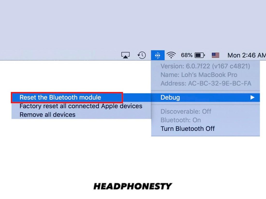 Reset the Bluetooth module.