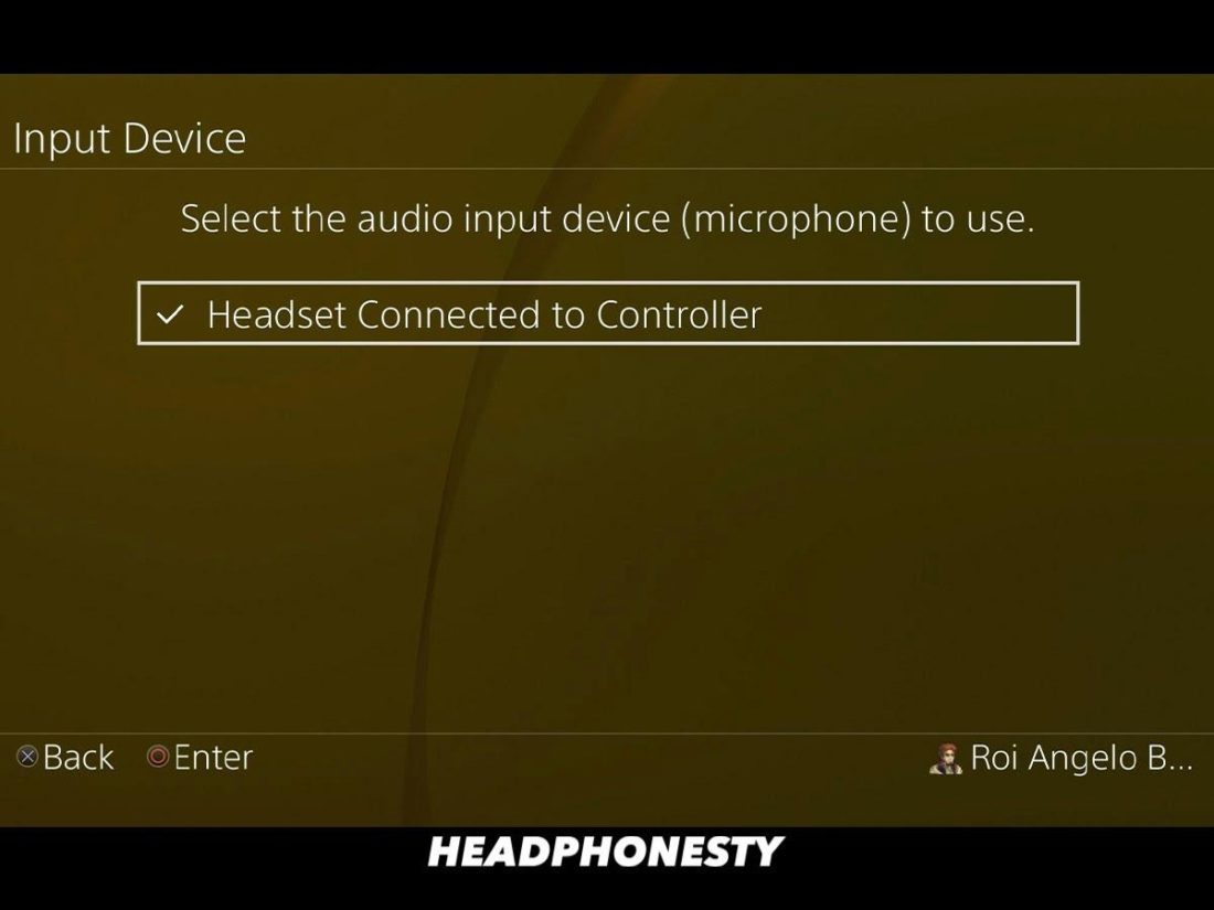 Select Headset Connected to Controller