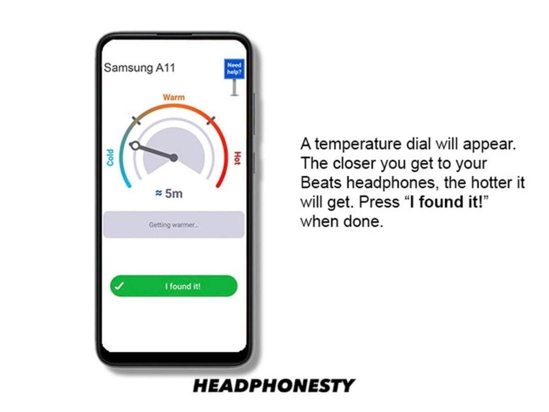 Temperature dial on Find My app