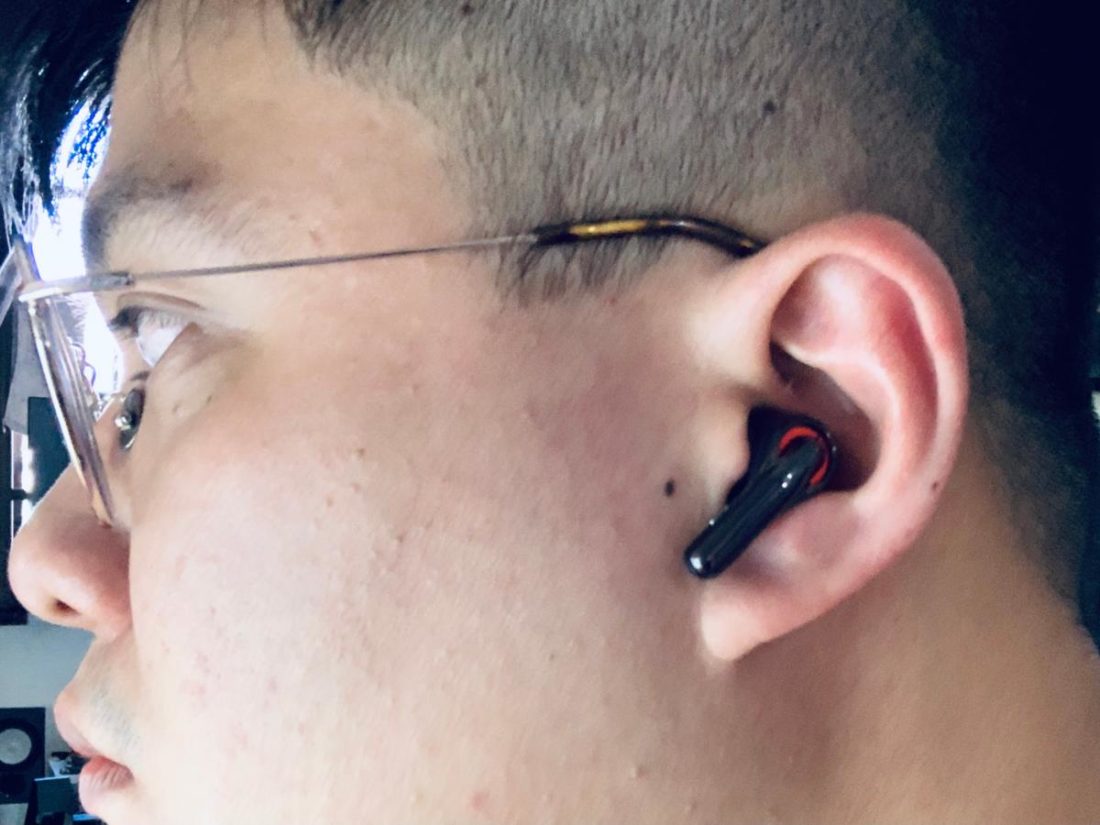 FlyBuds C1 sit well in my ears when I am not exercising and sweating.